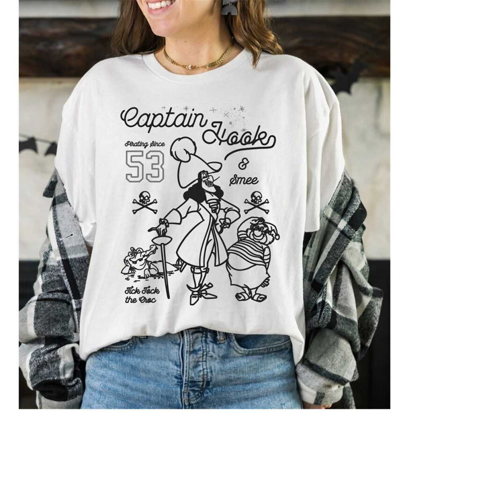Disney Peter Pan Captain Hook And Mr. Smee Outline Sketch T-Shirt Disneyland Vacation Holiday ,WDW Matching Shirts, Magi.jpg