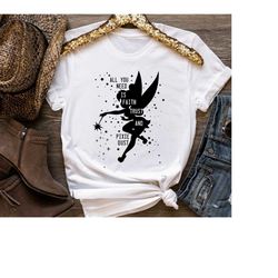 disney peter pan tinker bell pixie dust silhouette tshirt, magic kingdom, disneyland family trip vacation gift, wdw tri