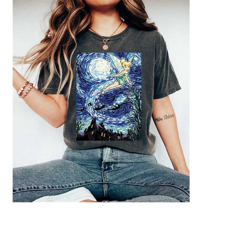 Disney Peter Pan Tinker Bell Starry Night Portrait T-Shirt, Magic Kingdom, Disneyland Family Trip Vacation Gift, WDW Tri.jpg