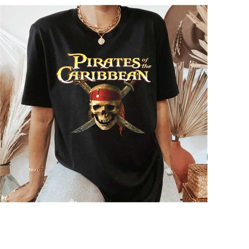 Disney Pirates of the Caribbean Skull and Swords Logo T-Shirt, Jack Sparrow Tee,Disneyland Vacation Trip Gift Unisex Adu.jpg