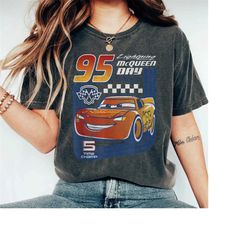disney pixar cars lightning mcqueen trading card vintage race shirt, disney trip, unisex tshirt family birthday gift ad