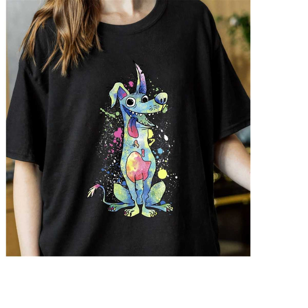Disney Pixar Coco Dante Watercolor Splatter Graphic T-Shirt, Magic Kingdom, Disneyland Family Trip Vacation Gift Unisex.jpg