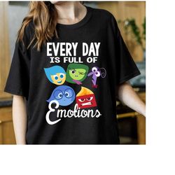 disney pixar inside out every day emotions tshirt, joy disgust fear sadness anger face shirt, disneyland shirt unisex t