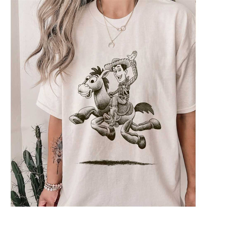 Disney Pixar Toy Story Woody Bullseye Sketch Graphic T-Shirt, Magic Kingdom, Disneyland Family Vacation 2023 Gift Unisex.jpg