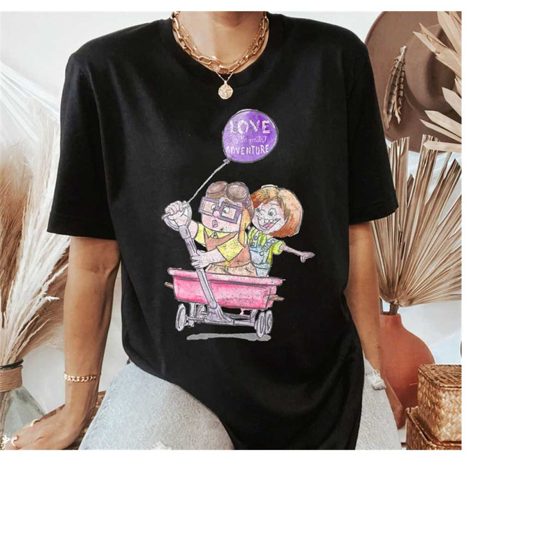 Disney Pixar Up Carl & Ellie Wagon Ride Sketch Graphic Tee , Disney Up Shirt, Magic Kingdom Tee, Disneyland Family Match.jpg