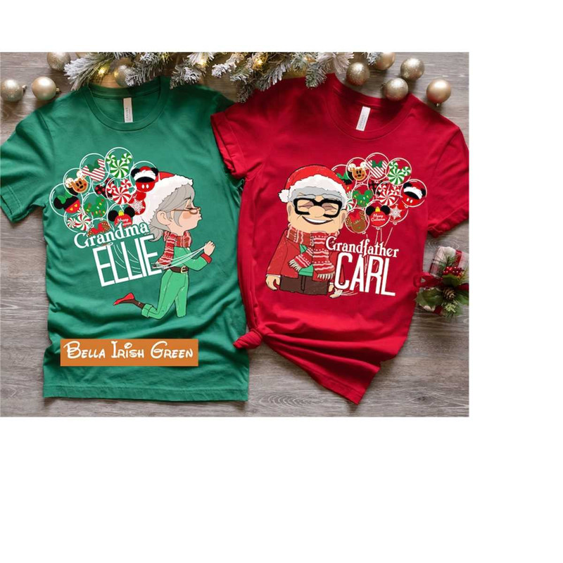 Disney Pixar Up Santa Carl and Ellie Christmas Balloon Mickey Ears Shirt, Disney Christmas Couple Tee, Disneyland Xmas M.jpg
