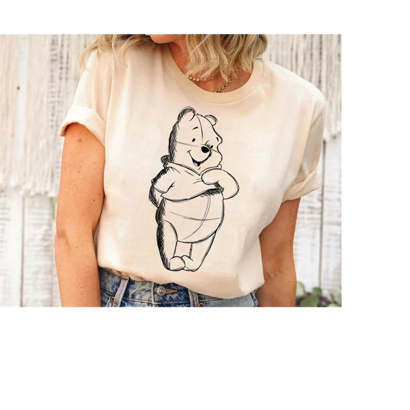 Disney Pooh Sketch Portrait Shirt, Cute Winnie The Pooh Shirt, Disney Matching Shirt, Disneyland Family Shirts, Disney W.jpg