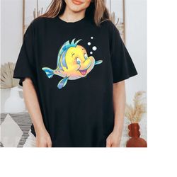 disney the little mermaid flounder bubbles tshirt, disneyland family matching shirt, magic kingdom tee, wdw epcot theme