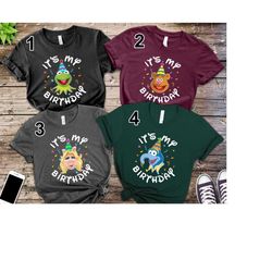 disney the muppets its my birthday 90s portrait tshirt, kermit frog gonzo fozzie piggy birthday party shirt, disneyla