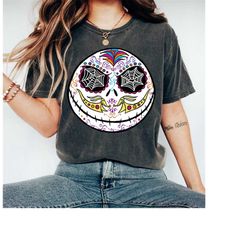 disney the nightmare before christmas jack sugar skull tshirt, jack skellington halloween tee, disneyland halloween mat