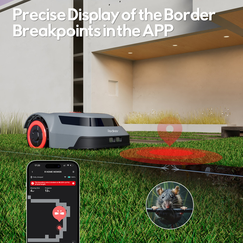 Redkey Robotic Lawn Mower, Smart Lawn Mower Robot Automatic Cutting, App Control, Climbing Power