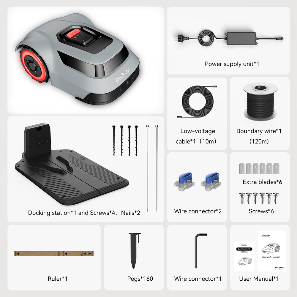 Redkey Robotic Lawn Mower, Smart Lawn Mower Robot Automatic Cutting, App Control, Climbing Power