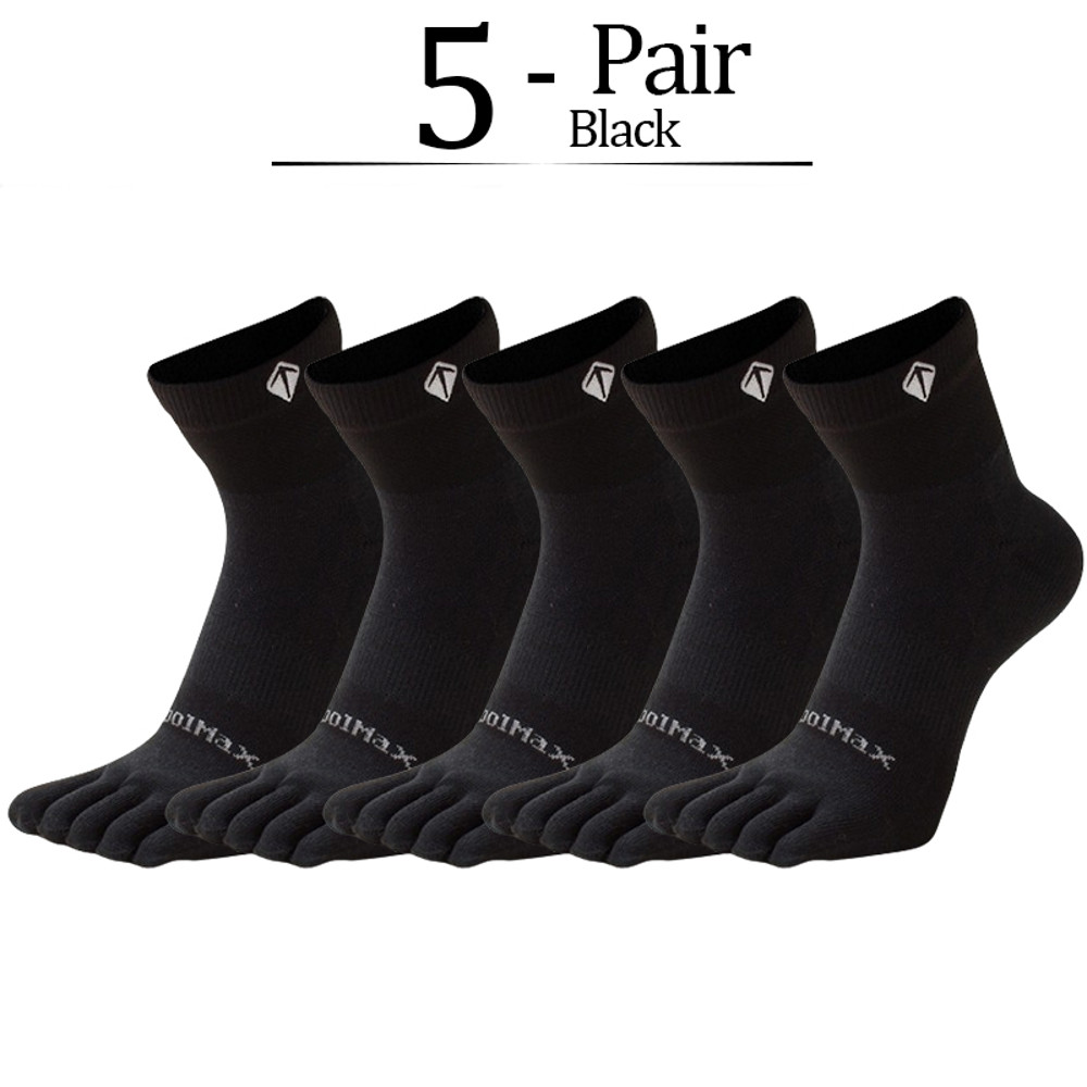 5 Pairs Mens High Elasticity Socks, Soft Cotton Breathable Women Fitness Socks, Outdoor Split Toe Sweat Wicking Running