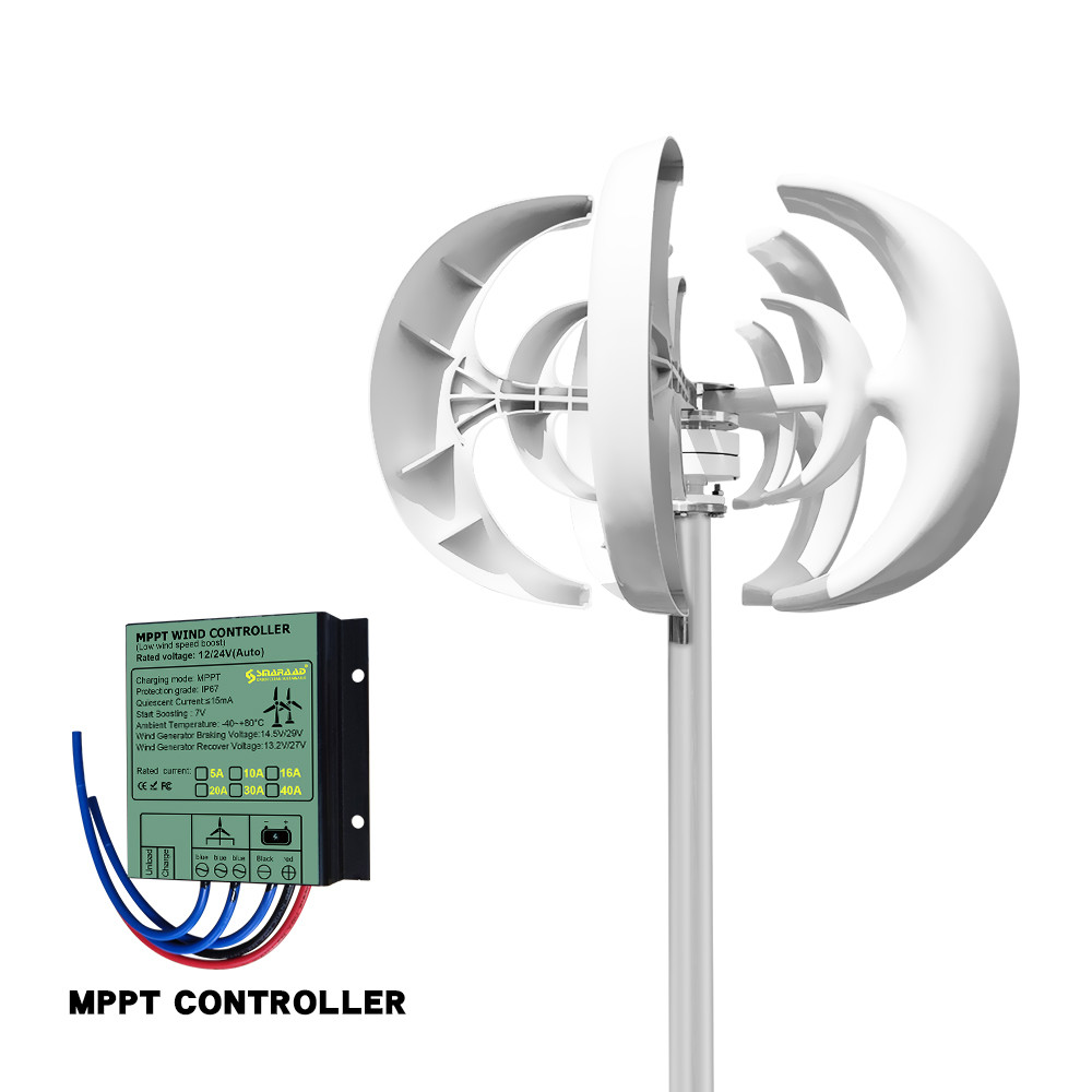 5000W Vertical Wind Turbine Generator, Small Windmill Free Energy for Household Farm, MPPT Controller
