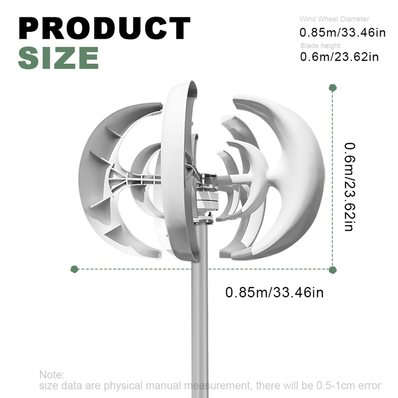 5000W Vertical Wind Turbine Generator, Small Windmill Free Energy for Household Farm, MPPT Controller