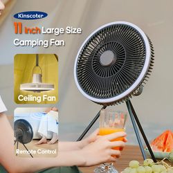travel portable charge camping fan, rechargeable ceiling fan with led lighting, quiet stand, circulator fan for outdoor