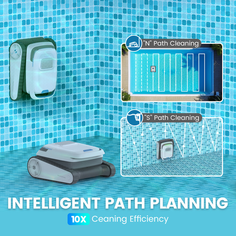 Wireless Pool Vacuum Cleaner Battery, Pool Robot Floor 120 Minutes, Wall Climbing Automatic Pool Cleaner