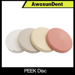 98mm denture teeth disc, natural peek dental disc in yellow, white, pink for precision denture making