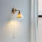 Ceramic Copper Arm Wall Lamp, Beside Pull Chain Switch for Bedroom Bathroom Stair, Japan Style Nordic Modern Wandlamp