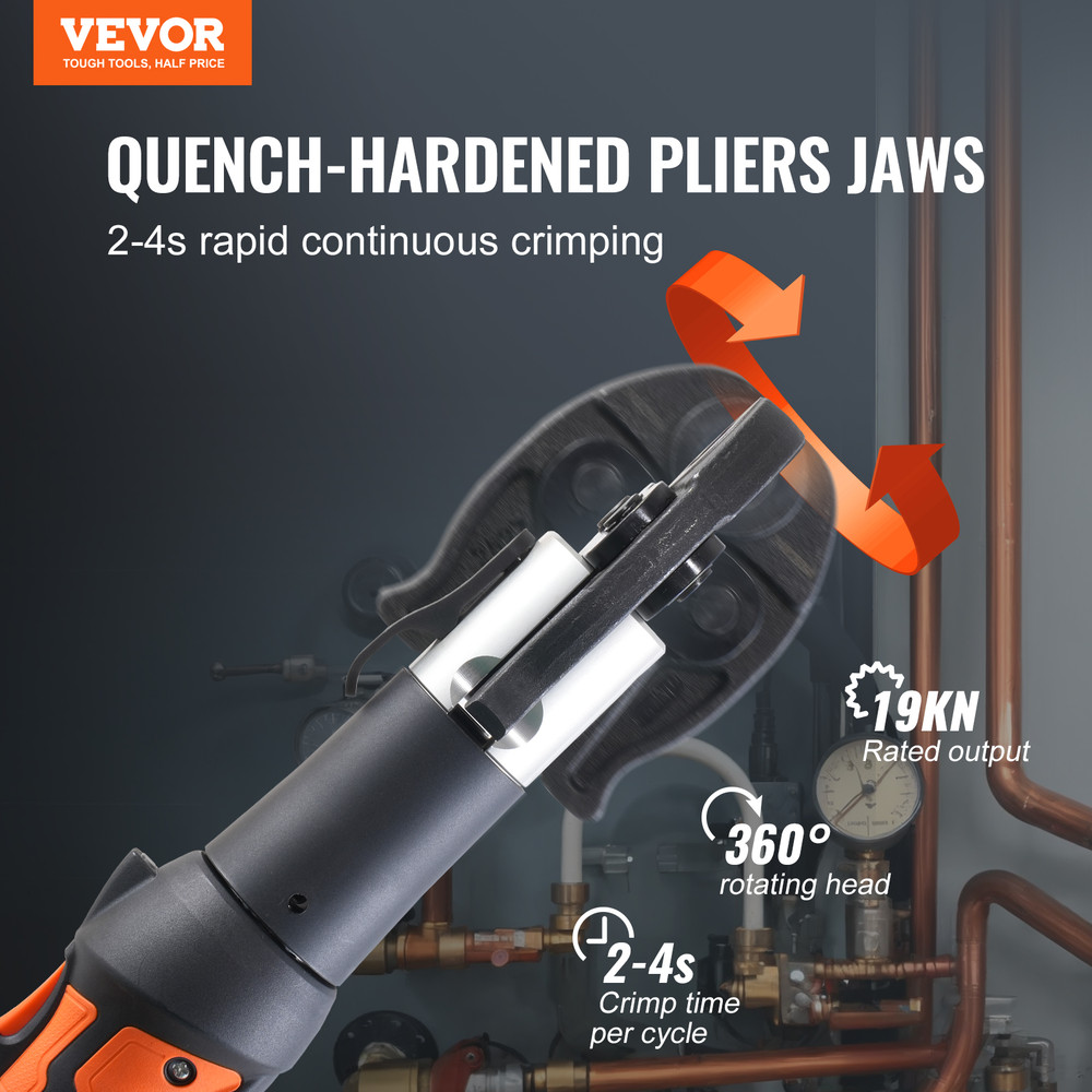 SucceBuy Pro Press Tool Electric Pipe Crimping Kit, Copper Pipe Press Tool 1/2 3/4 1 Inch, 3 Jaws, Batteries