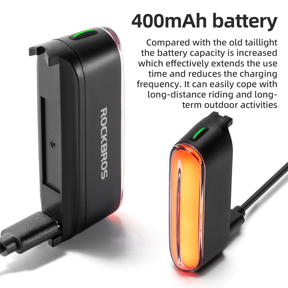 Bicycle Light Magnetic Smart Tail Light, 400mAh LED Lamp, Type-C Recharge, 7 Modes Intelligent Brake Sensor