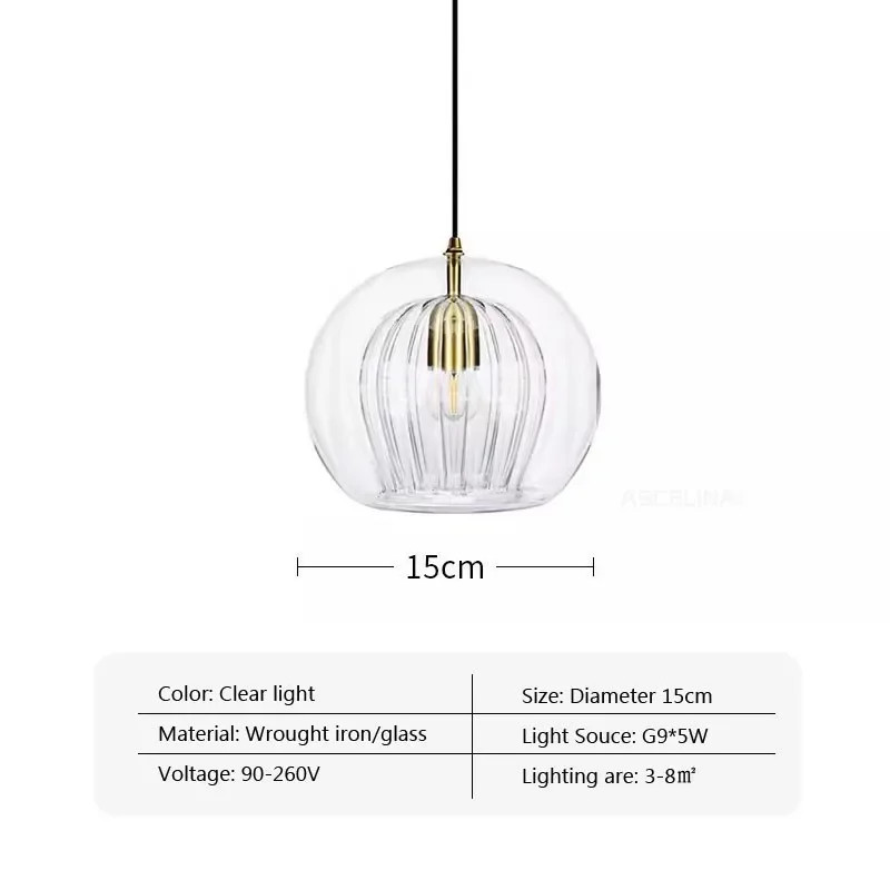 LED Hanging Lamp Modern Glass Pendant Light, Chandelier Lighting Fixtures for Dining Living Room, Home Decor