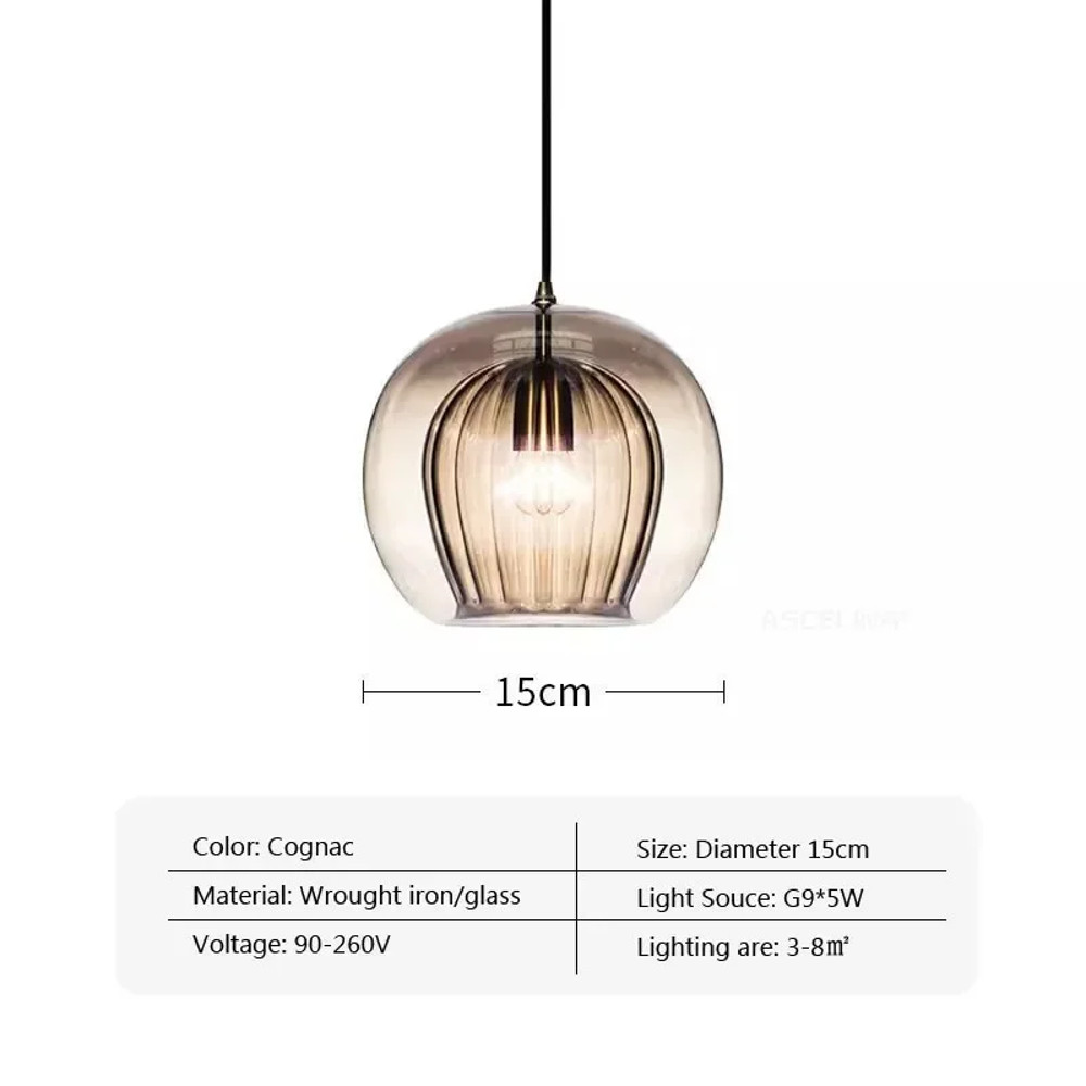 LED Hanging Lamp Modern Glass Pendant Light, Chandelier Lighting Fixtures for Dining Living Room, Home Decor