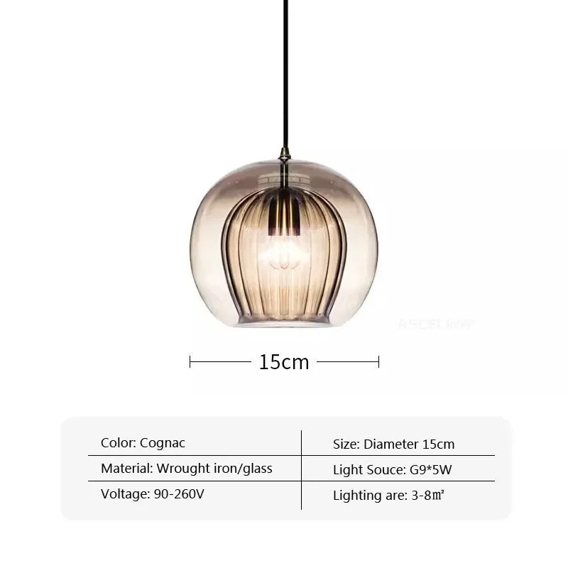 LED Hanging Lamp Modern Glass Pendant Light, Chandelier Lighting Fixtures for Dining Living Room, Home Decor