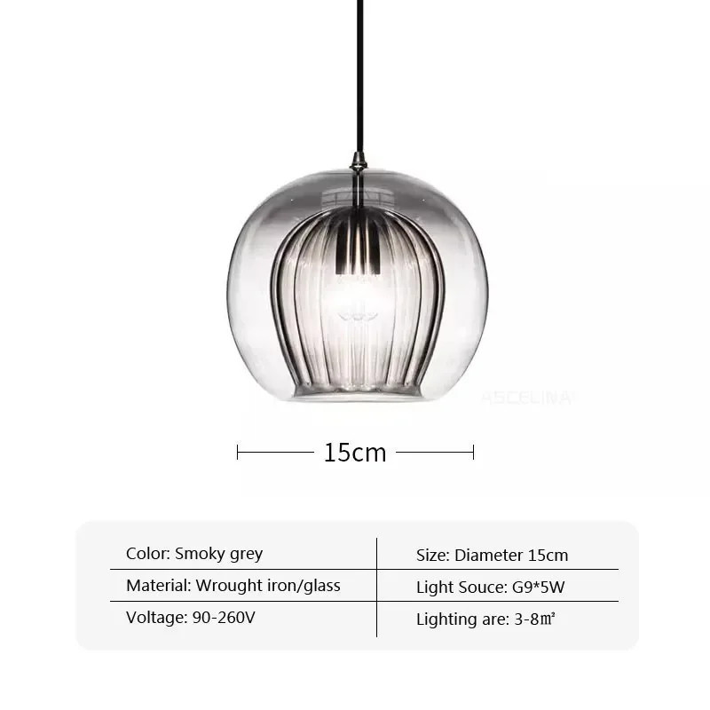 LED Hanging Lamp Modern Glass Pendant Light, Chandelier Lighting Fixtures for Dining Living Room, Home Decor