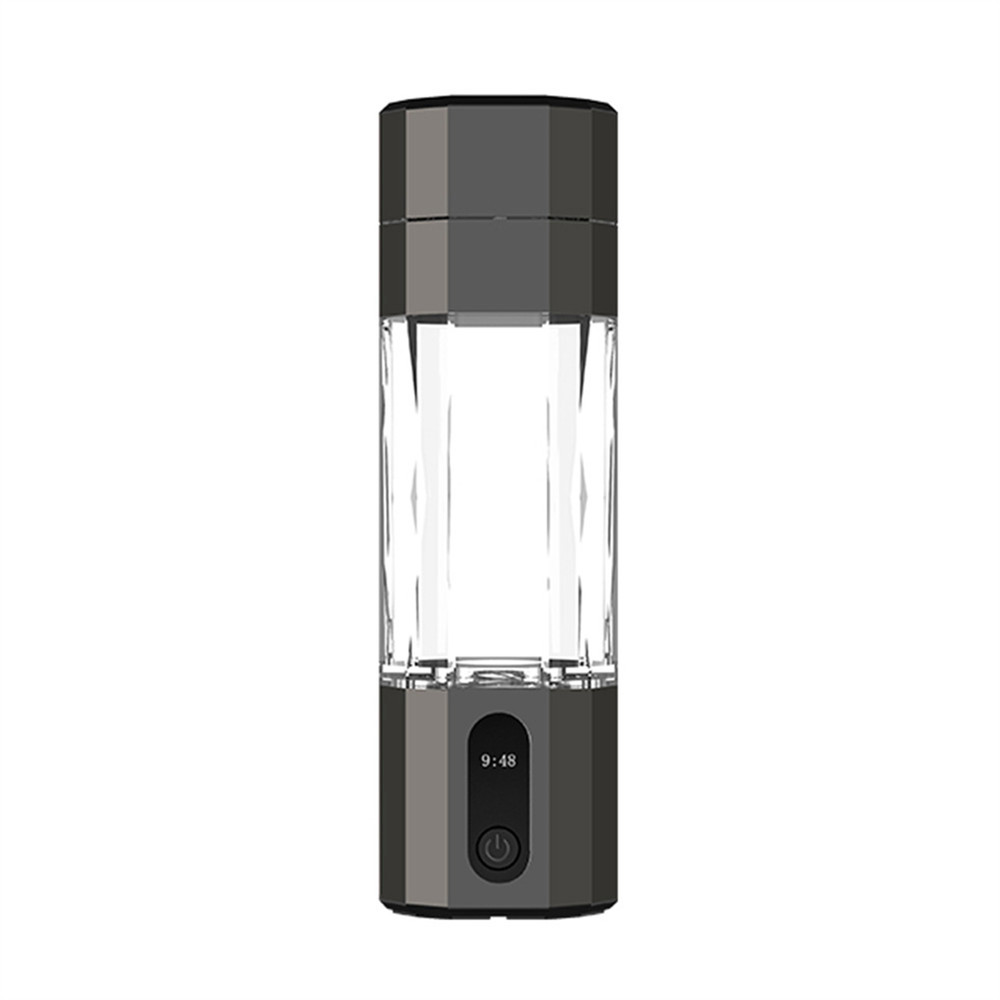 Portable Hydrogen Water Bottle Black, PEM Electrolysis Hydrogen Generator 8000PPB Rechargeable Display