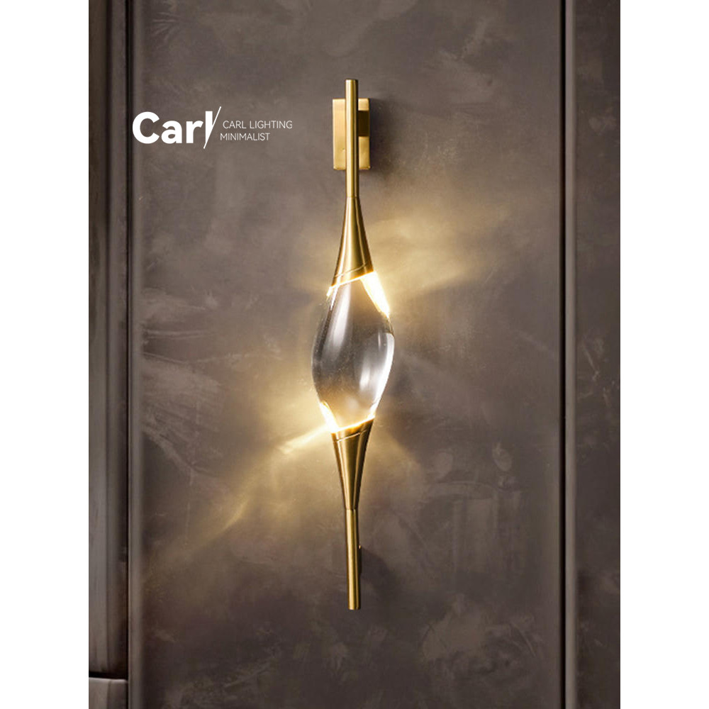 Modern Copper Crystal Wall Lamp Simple Creative Decoration Designer Lighting For Living Room Study 0