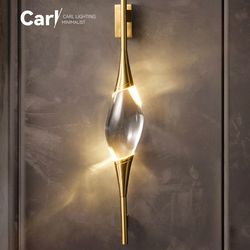 modern copper crystal wall lamp, simple creative decoration, designer lighting for living room study bedroom bedside