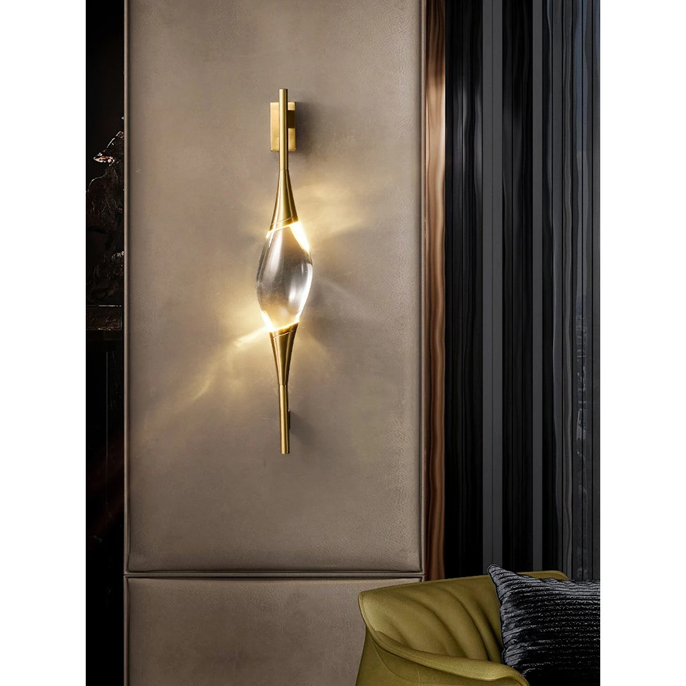 Modern Copper Crystal Wall Lamp Simple Creative Decoration Designer Lighting For Living Room Study 2