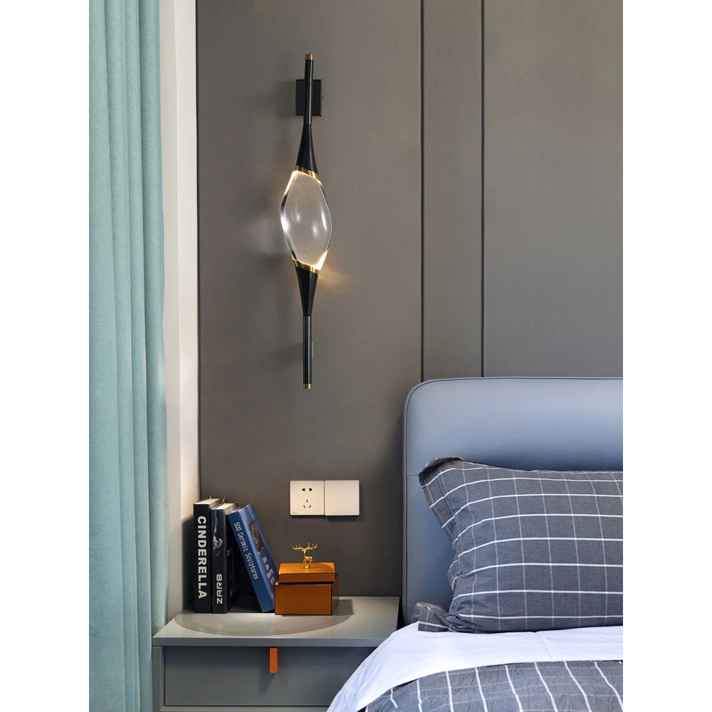 Modern Copper Crystal Wall Lamp Simple Creative Decoration Designer Lighting For Living Room Study 3