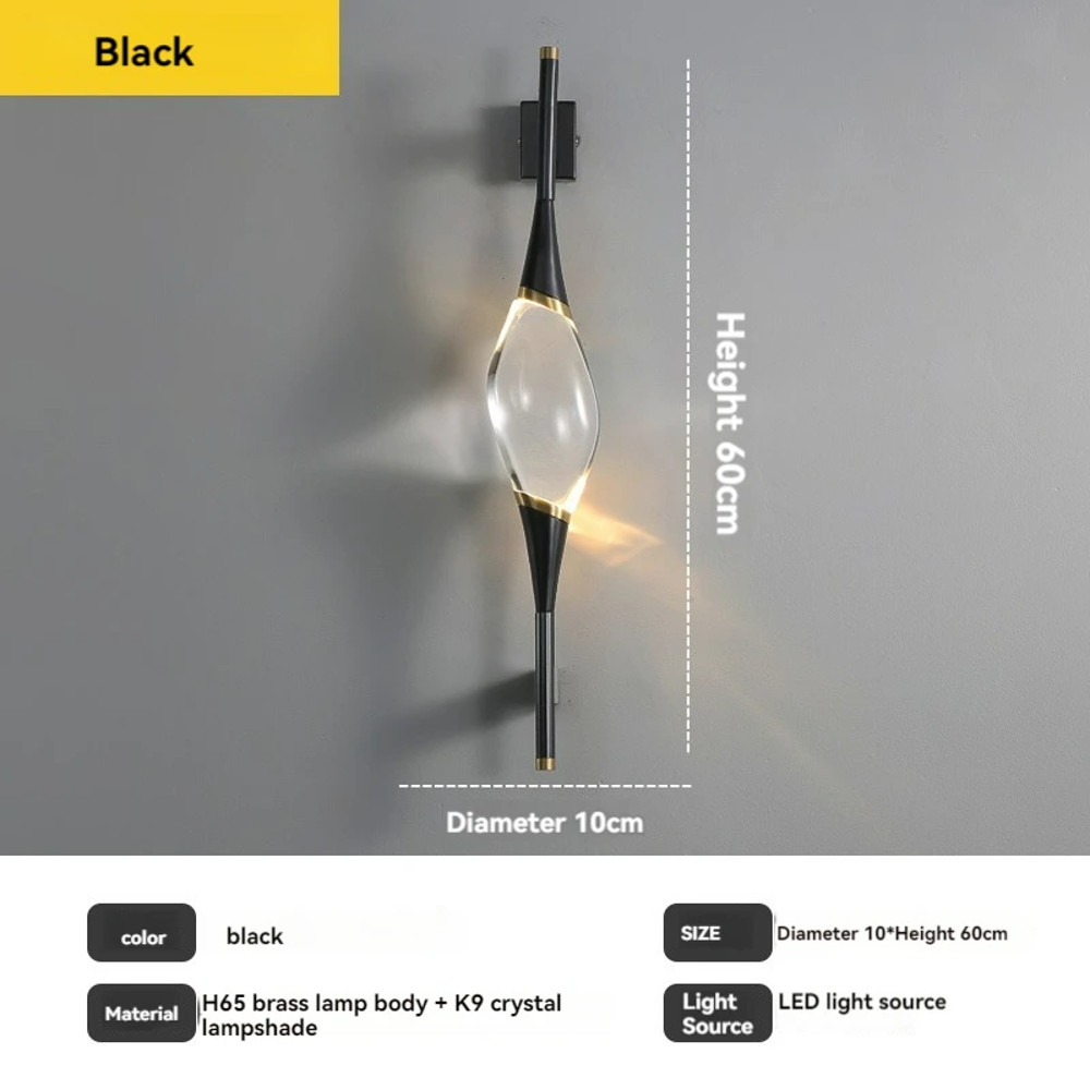 Modern Copper Crystal Wall Lamp Simple Creative Decoration Designer Lighting For Living Room Study 7