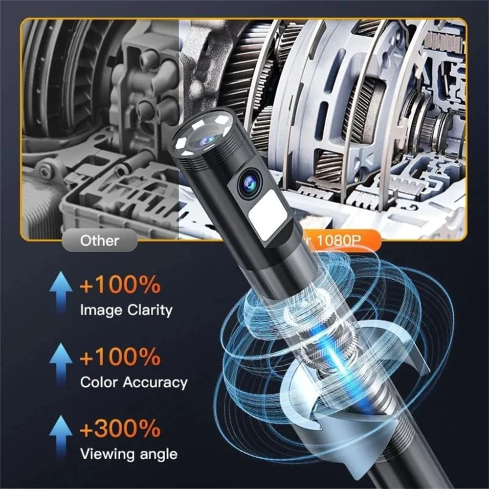 8mm 5in 360 1080P Dual Lens Endoscope Camera, Industrial Rotary Inspection Tool for Piping, Automotive, HVAC
