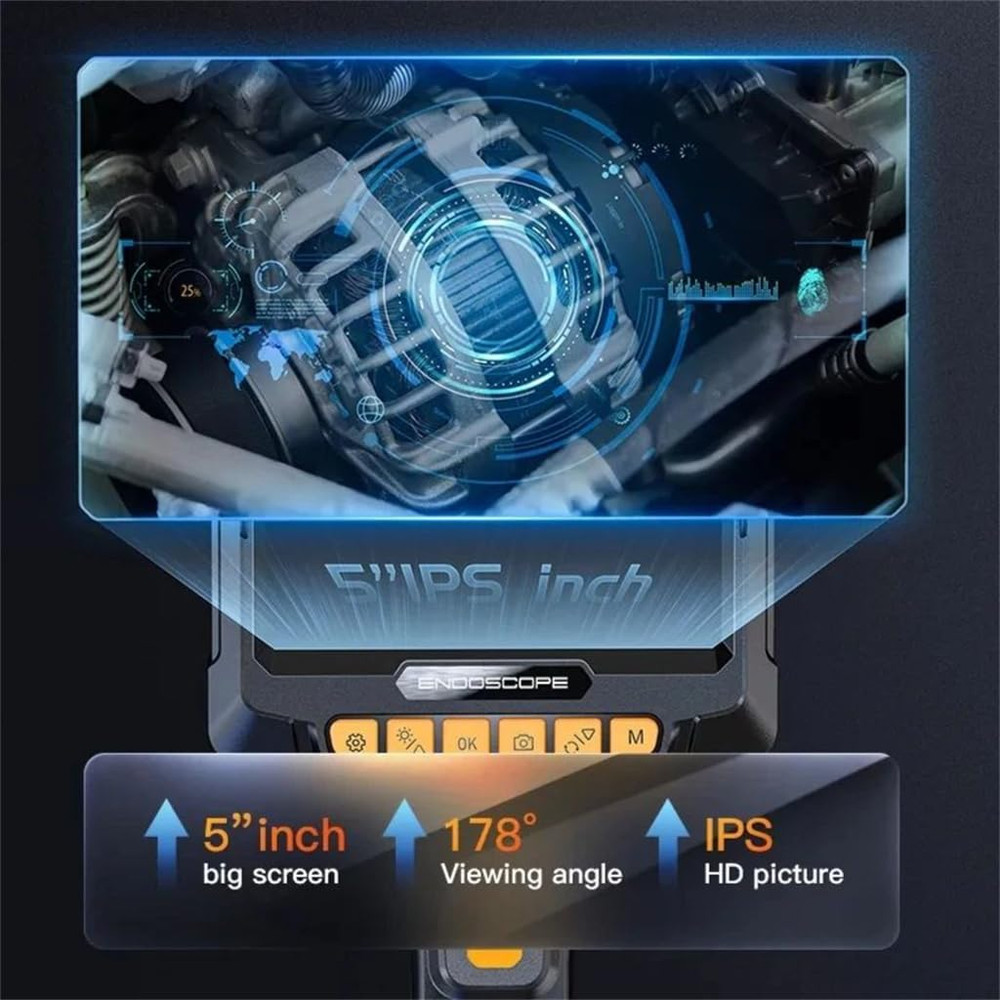 8mm 5in 360 1080P Dual Lens Endoscope Camera, Industrial Rotary Inspection Tool for Piping, Automotive, HVAC