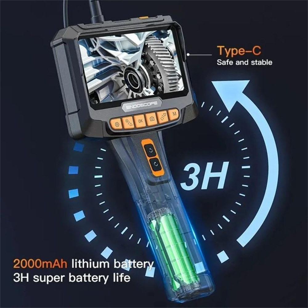 8mm 5in 360 1080P Dual Lens Endoscope Camera, Industrial Rotary Inspection Tool for Piping, Automotive, HVAC