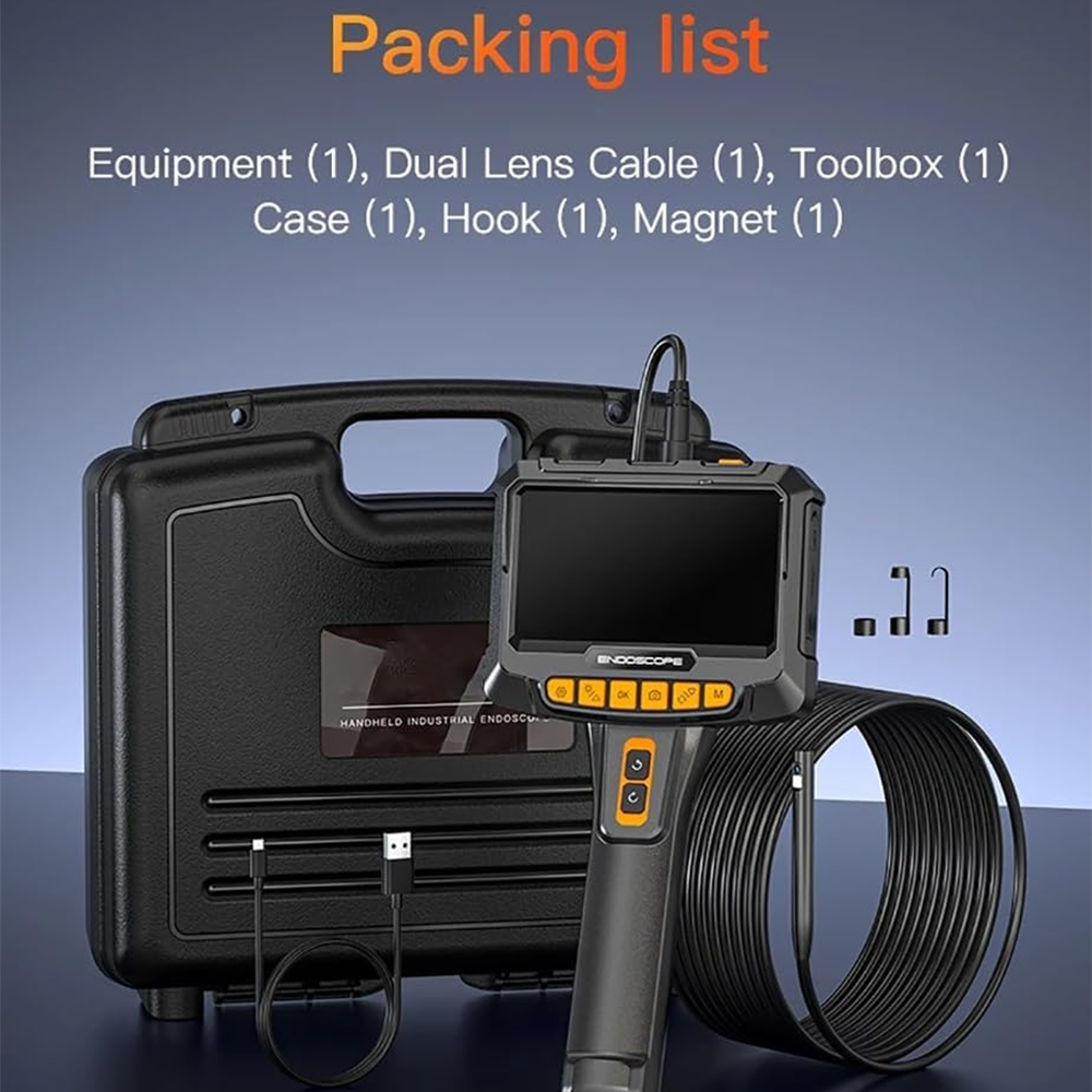 8mm 5in 360 1080P Dual Lens Endoscope Camera, Industrial Rotary Inspection Tool for Piping, Automotive, HVAC