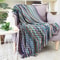 Bohemian Blanket Sofa Cover, Plaid Boho Decorative Blanket, Geometric Knitted Slipcover for Couch Bed Chair