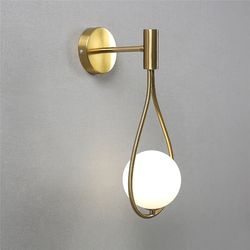 luxury gold sconce modern glass ball wall light for bedroom, living room, bedside, staircase, aisle, nordic indoor wall