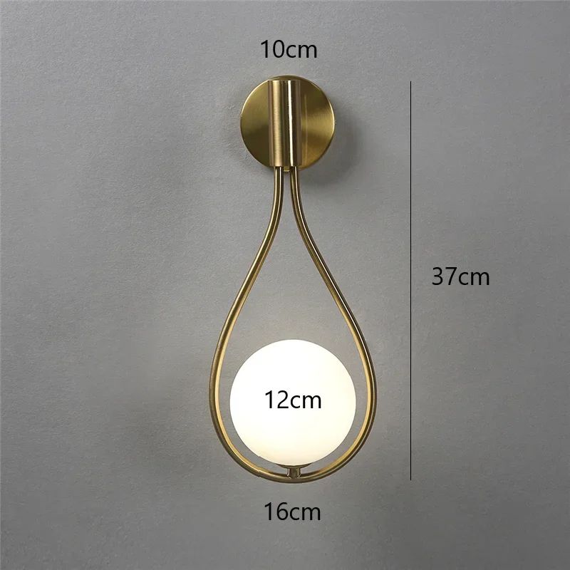 Luxury Gold Sconce Modern Glass Ball Wall Light For Bedroom Living Room Bedside Staircase Aisle Nor 7
