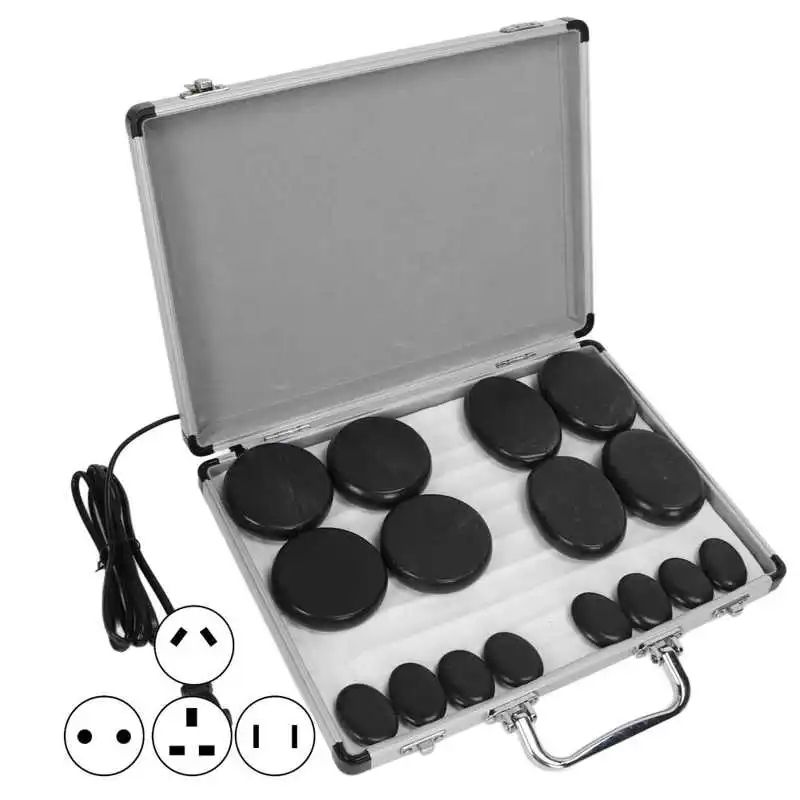 Hot Massage Stones Kit Warming Therapy Reduce Pain Waterless Heating SPA Essential Oil Heated Rocks 0