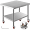 Stainless Steel Work Bench Table HeavyDuty Kitchen Worktable With Wheels For Commercial Home Use 0