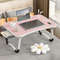 Portable Laptop Desk with USB Light & Fan, Foldable Laptop Table with Cup Holder, Tablet Slot & Handle for Work, Study