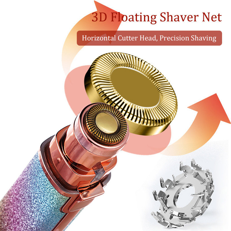 Electric Facial Hair Remover for Women, Rechargeable 2-in-1 Epilator & Eyebrow Trimmer, Portable & Painless