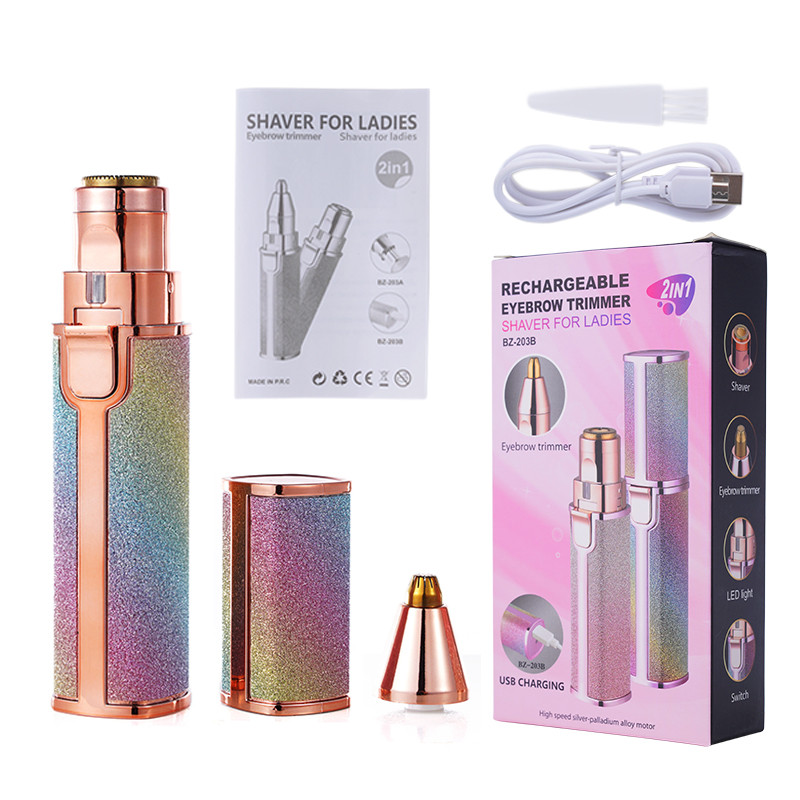 Electric Facial Hair Remover for Women, Rechargeable 2-in-1 Epilator & Eyebrow Trimmer, Portable & Painless