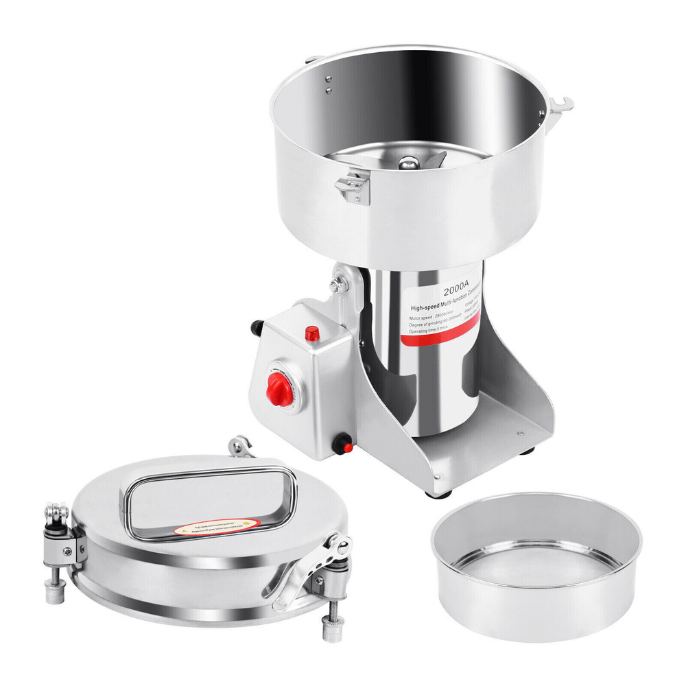 High-Speed 2000G Stainless Steel Electric Grain Mill Grinder, Powder Machine for Coffee, Herbs, Spices & Cereals
