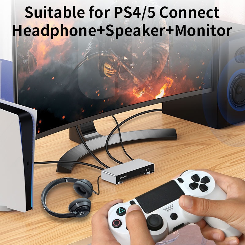 Unnlink 8K HDMI Audio Extractor Splitter4K 120Hz Toslink SPDIF Optical Coaxial 35mm Output For PS5 2