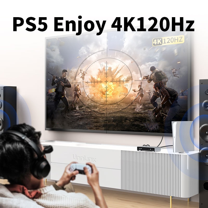 Unnlink 8K HDMI Audio Extractor Splitter4K 120Hz Toslink SPDIF Optical Coaxial 35mm Output For PS5 3